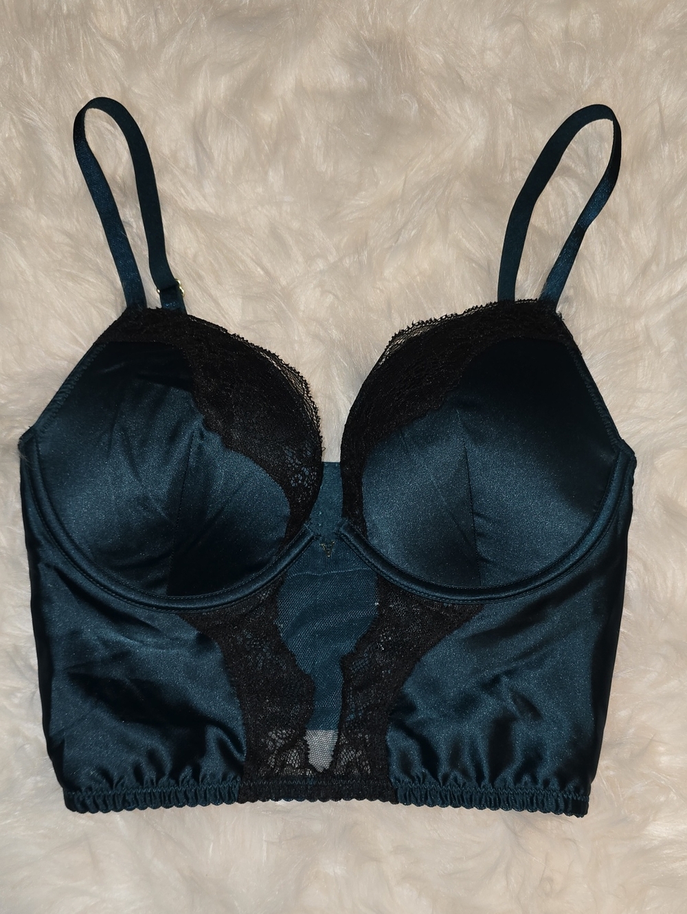 Victoria's Secret Very Sexy Satin Lace Longline Push-Up Bra 32C